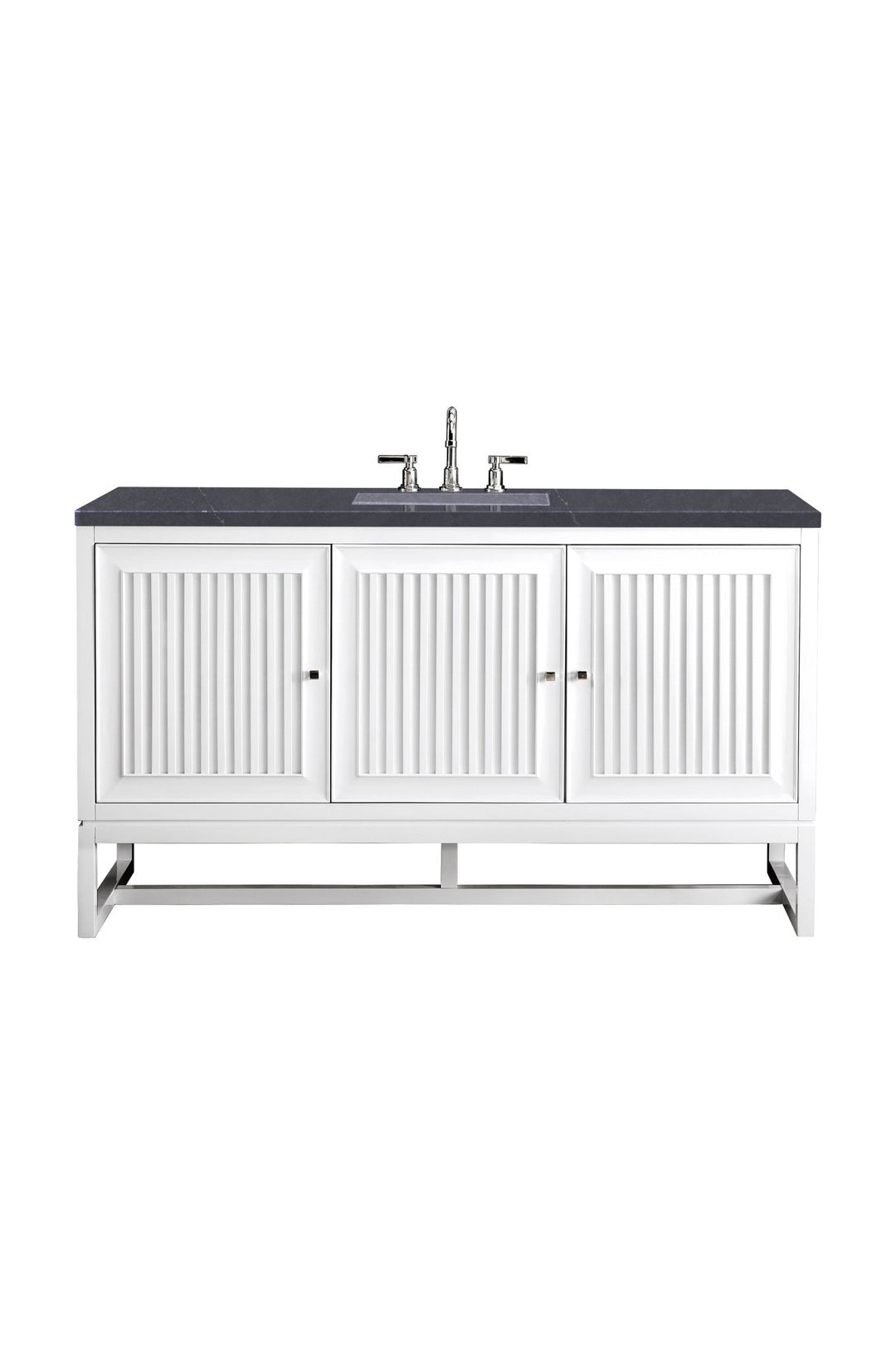 Athens 60" Single Vanity, Glossy White w/ 3 CM Charcoal Soapstone Silestone Top