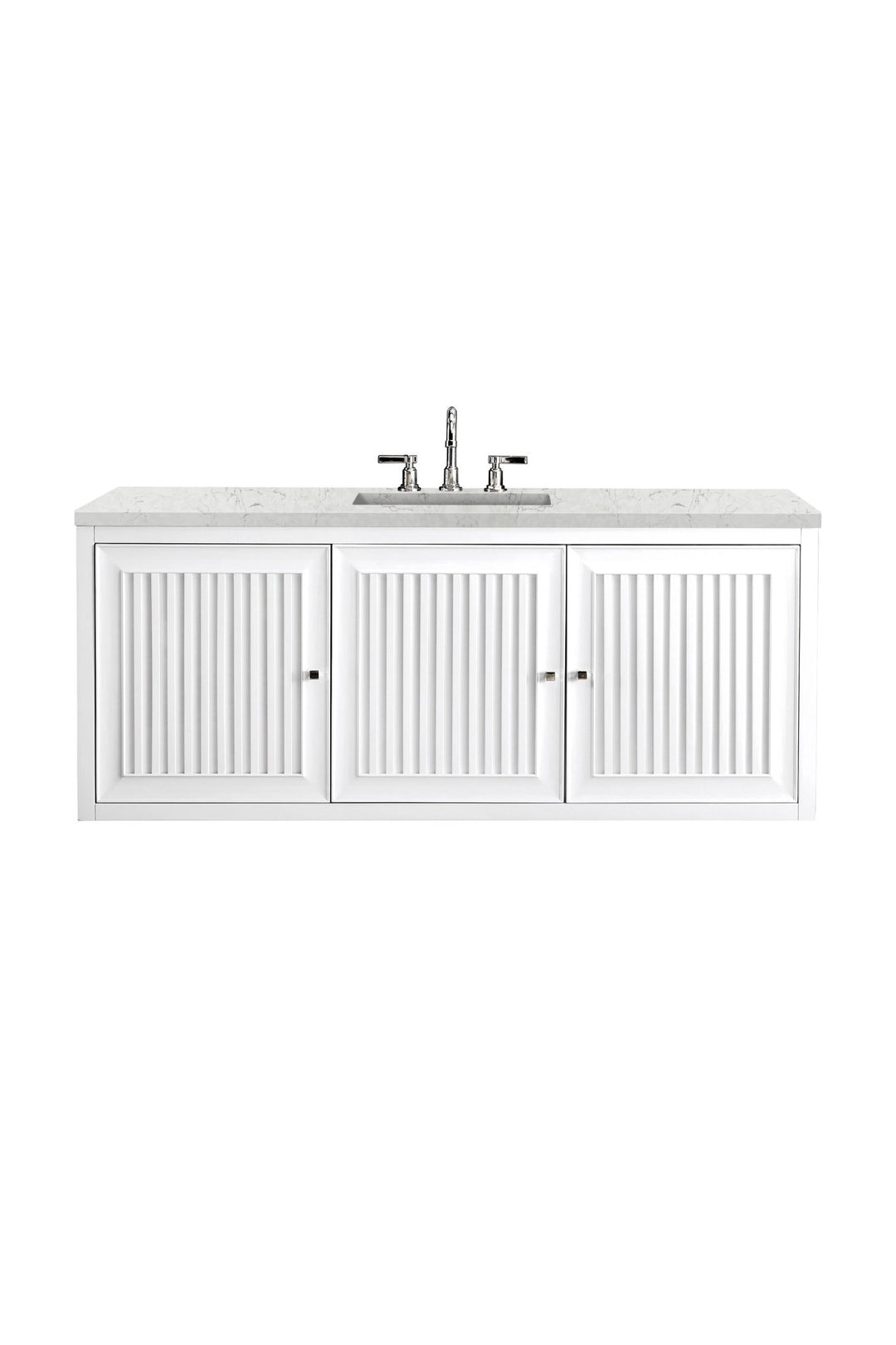 Athens 60" Single Vanity, Glossy White w/ 3 CM Eternal Jasmine Pearl Silestone Top
