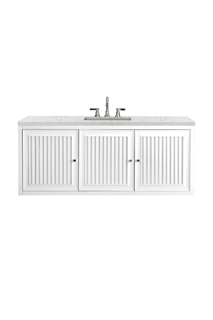 Athens 60" Single Vanity, Glossy White w/ 3 CM Eternal Jasmine Pearl Silestone Top