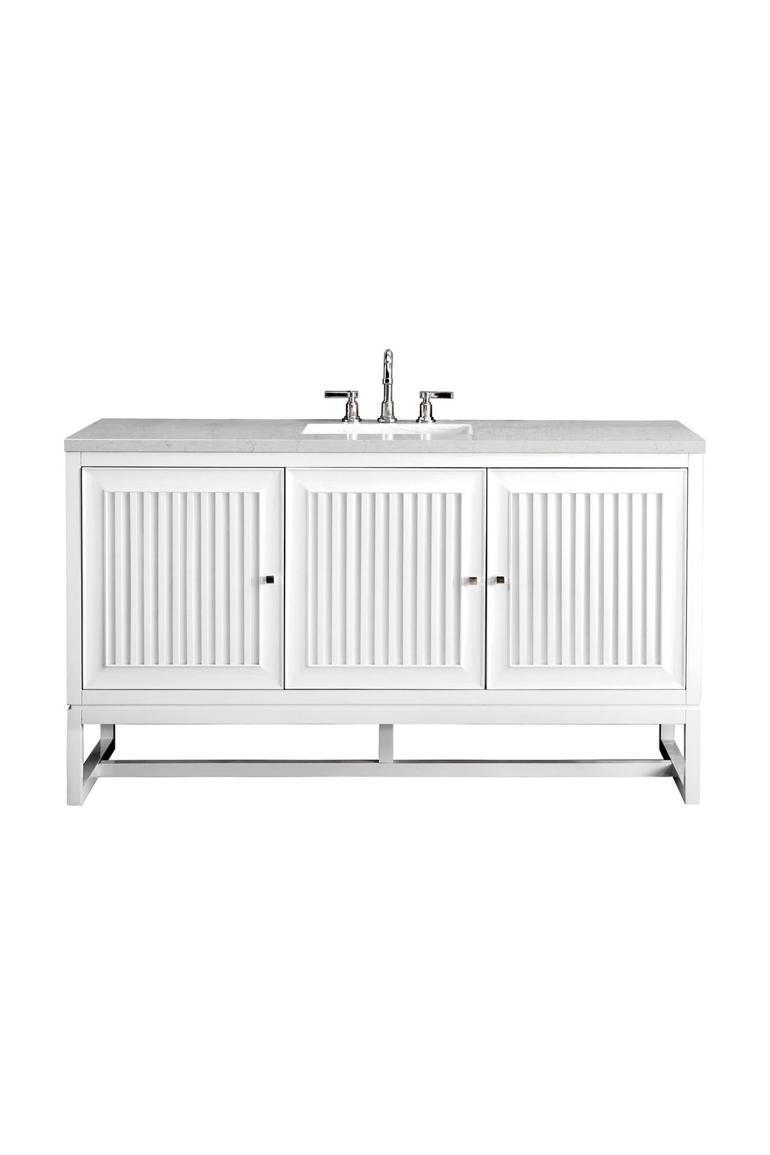 Athens 60" Single Vanity, Glossy White w/ 3 CM Eternal Jasmine Pearl Silestone Top