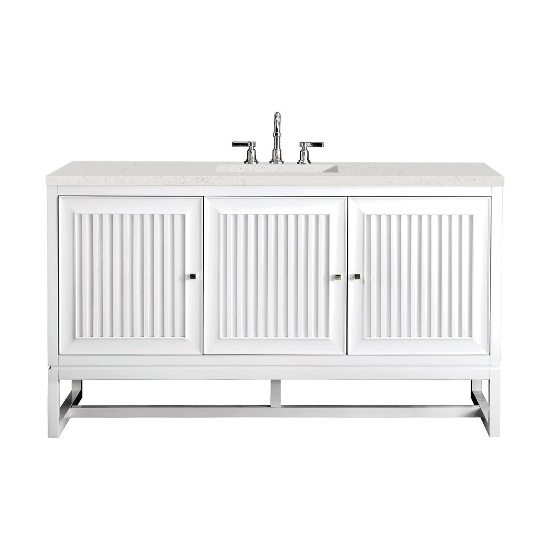 Athens 60" Single Vanity, Glossy White w/ 3 CM Lime Delight Silestone Top