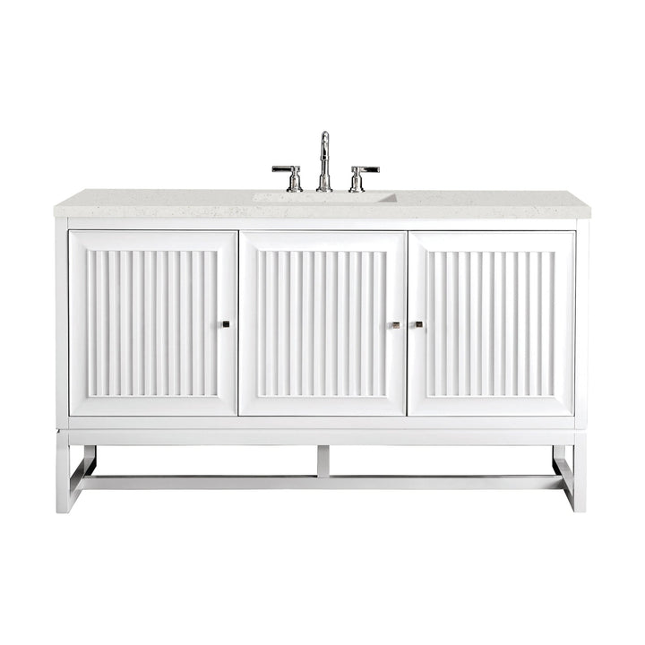 Athens 60" Single Vanity, Glossy White w/ 3 CM Lime Delight Silestone Top