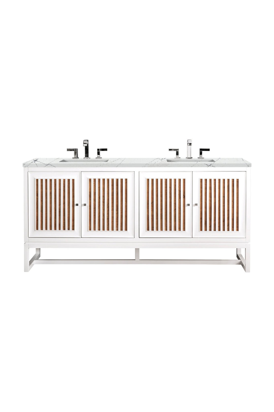 Athens 72" Double Vanity, Glossy White w/ 3 CM Ethereal Noctis Top
