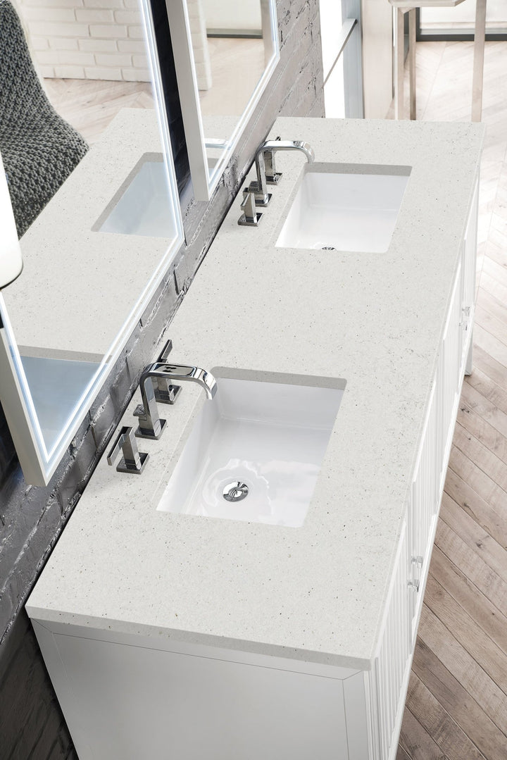 Athens 72" Double Vanity, Glossy White w/ 3 CM Lime Delight Silestone Top