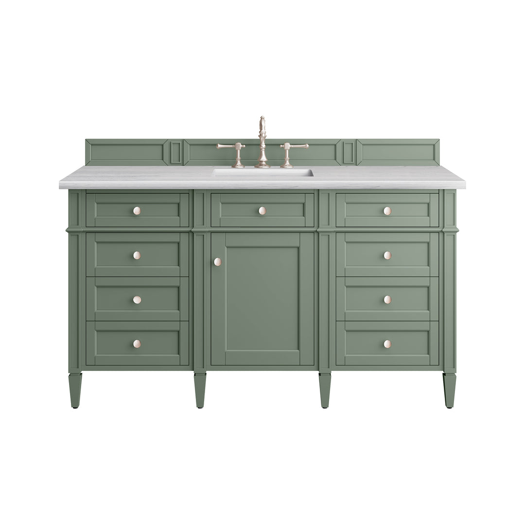 Brittany 60" Single Vanity, Smokey Celadon w/ 3 CM Arctic Fall Top