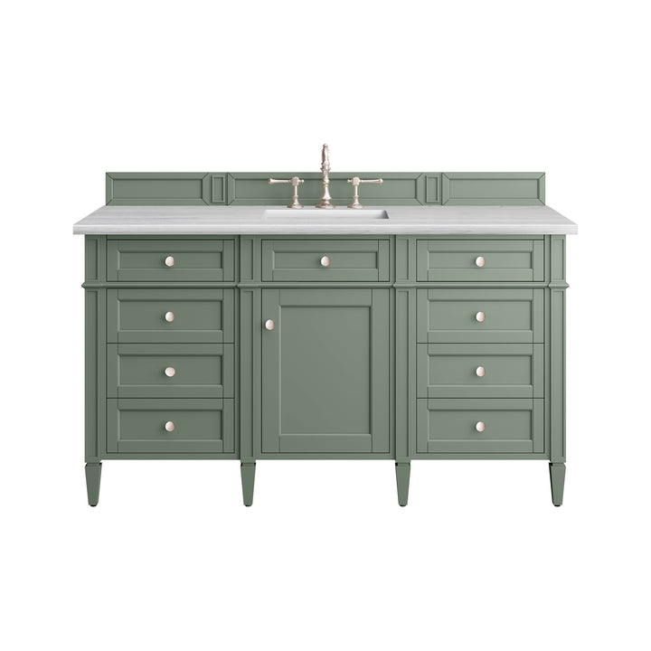 Brittany 60" Single Vanity, Smokey Celadon w/ 3 CM Arctic Fall Top