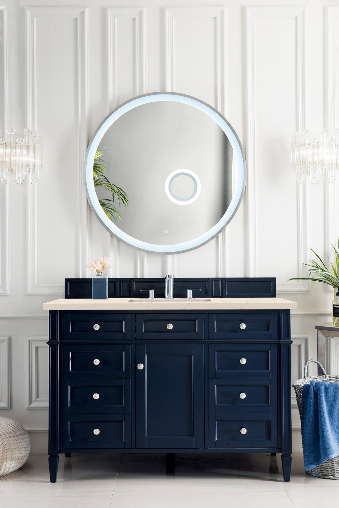 Brittany 48" Single Vanity, Victory Blue w/ 3 CM Eternal Marfil Silestone Top