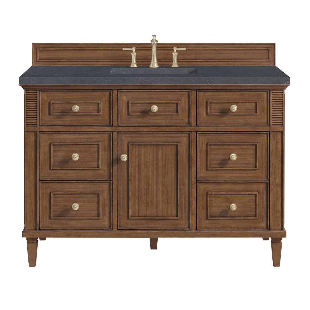 Lorelai 48" Single Vanity, Mid-Century Walnut w/ 3 CM Charcoal Soapstone Silestone Top
