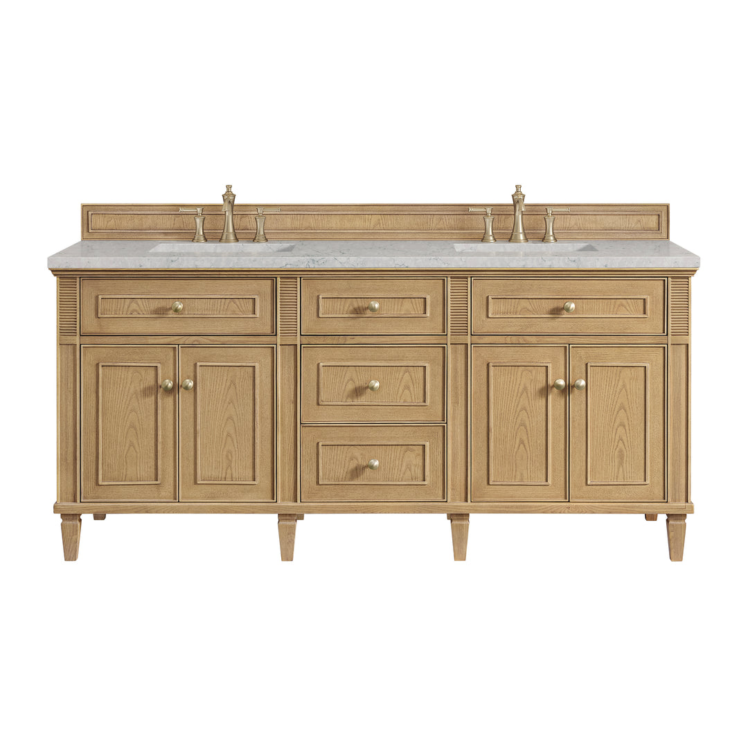 Lorelai 72" Double Vanity, Light Natural Oak w/ 3 CM Eternal Jasmine Pearl Silestone Top