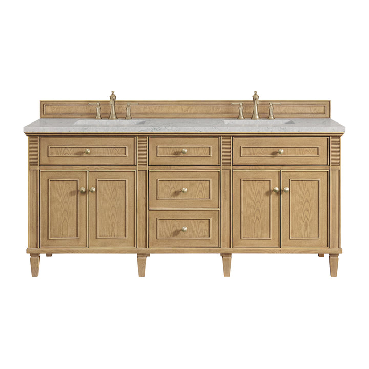Lorelai 72" Double Vanity, Light Natural Oak w/ 3 CM Eternal Jasmine Pearl Silestone Top