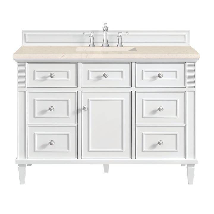 Lorelai 48" Single Vanity, Bright White w/ 3 CM Eternal Marfil Silestone Top