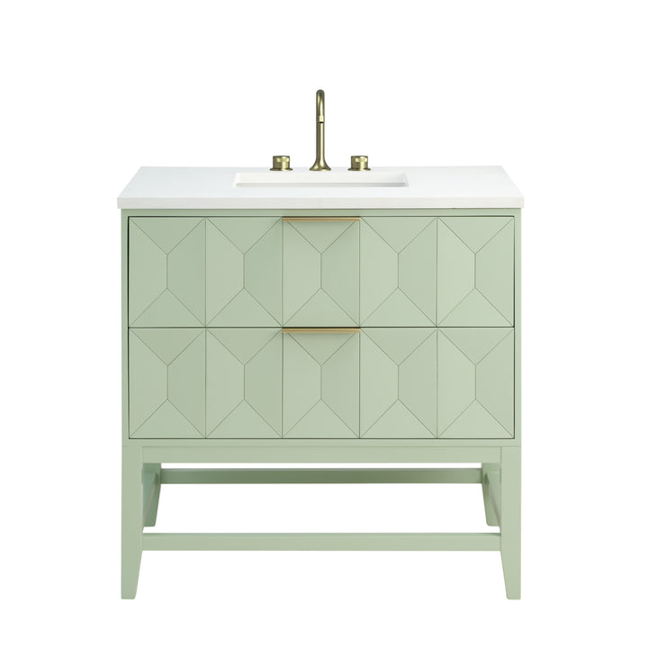 Emmeline 36" Single Vanity, Pistachio w/ 3 CM White Zeus Top