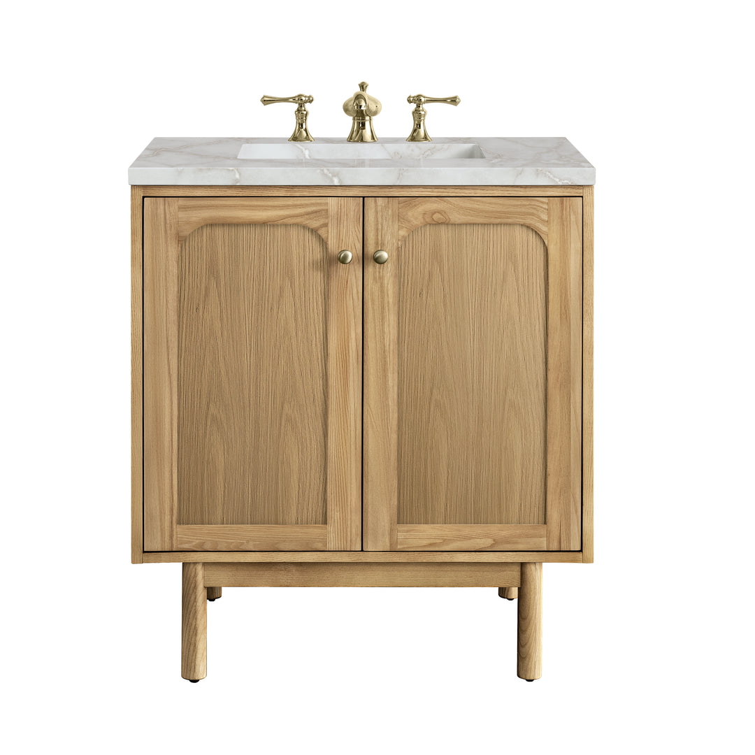 Laurent 30" Single Vanity, Light Natural Oak w/ 3 CM Victorian Silver Top