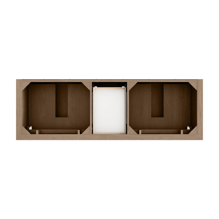 Brookfield 72" Double Vanity, Pecan w/ 3 CM Parisien Bleu Silestone Top w/ FreePower Wireless Charger