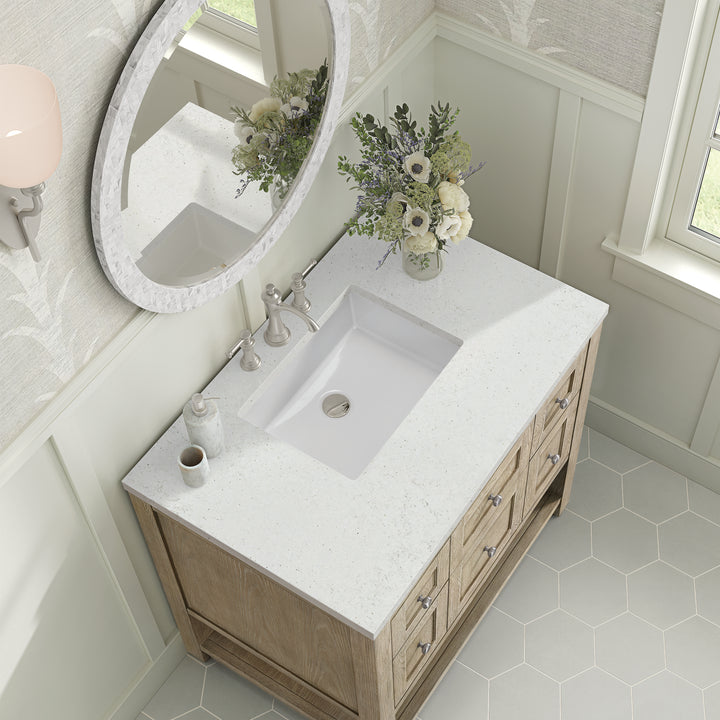 Breckenridge 36" Single Vanity, Whitewashed Oak w/ 3 CM Lime Delight Silestone Top