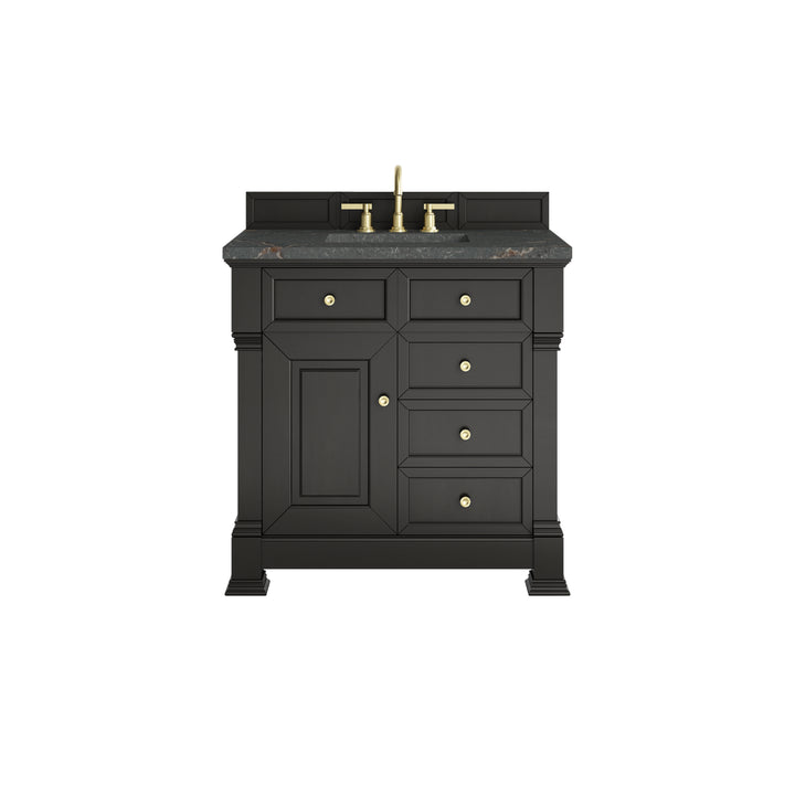 Brookfield 36" Single Vanity, Black Onyx w/ 3 CM Parisien Bleu Silestone® Top