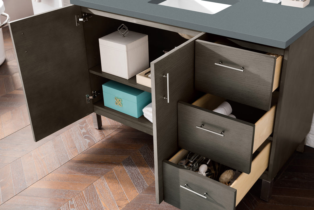 Metropolitan 48" Single Vanity, Silver Oak w/ 3 CM Cala Blue Silestone Top