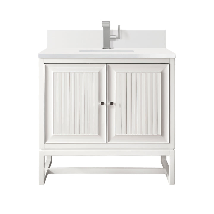 Athens 30" Single Vanity, Glossy White w/ Single Hole 3 CM White Zeus Silestone Top & Backsplash