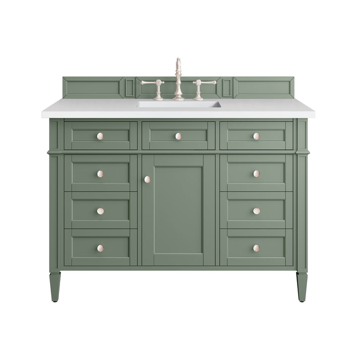 Brittany 48" Single Vanity, Smokey Celadon w/ 3 CM White Zeus Top