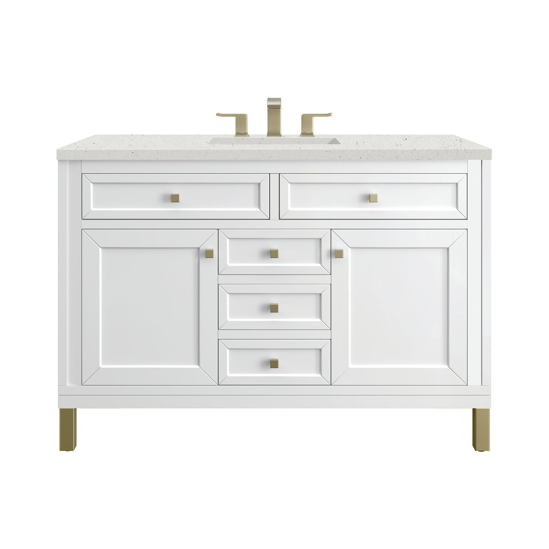 Chicago 48" Single Vanity, Glossy White, w/ 3 CM Lime Delight Silestone® Top