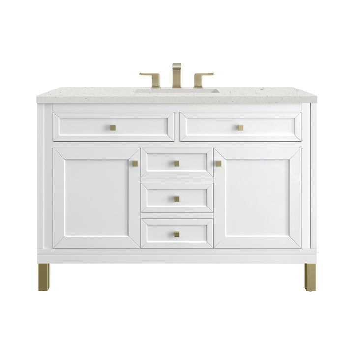 Chicago 48" Single Vanity, Glossy White, w/ 3 CM Lime Delight Silestone® Top