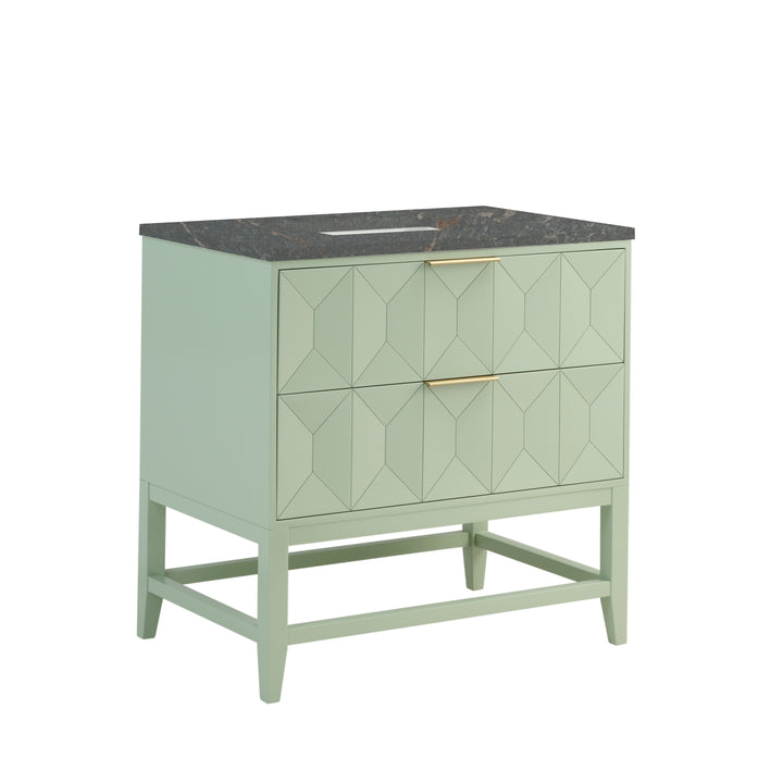 Emmeline 36" Single Vanity, Pistachio w/ 3 CM Parisien Bleu Top