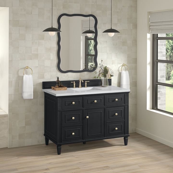 Lorelai 48" Single Vanity, Black Onyx w/ 3 CM Arctic Fall Solid Surface Top