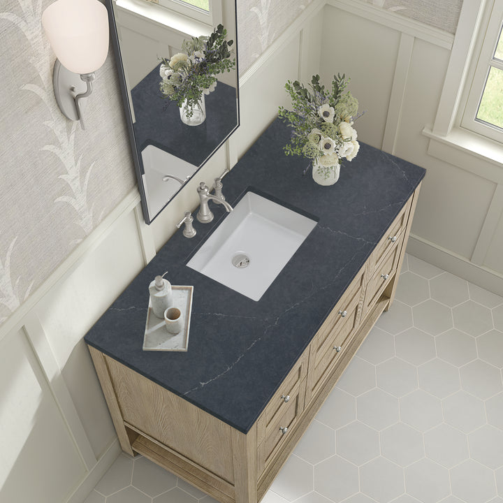 Breckenridge 48" Single Vanity, Whitewashed Oak w/ 3 CM Charcoal Soapstone Silestone Top