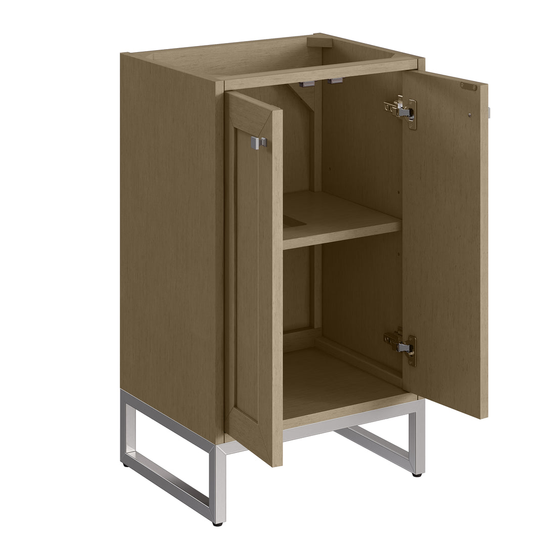 Chianti 20" Single Vanity, Walnut Whisper, Brushed Nickel, w/ White Glossy Composite Stone Top