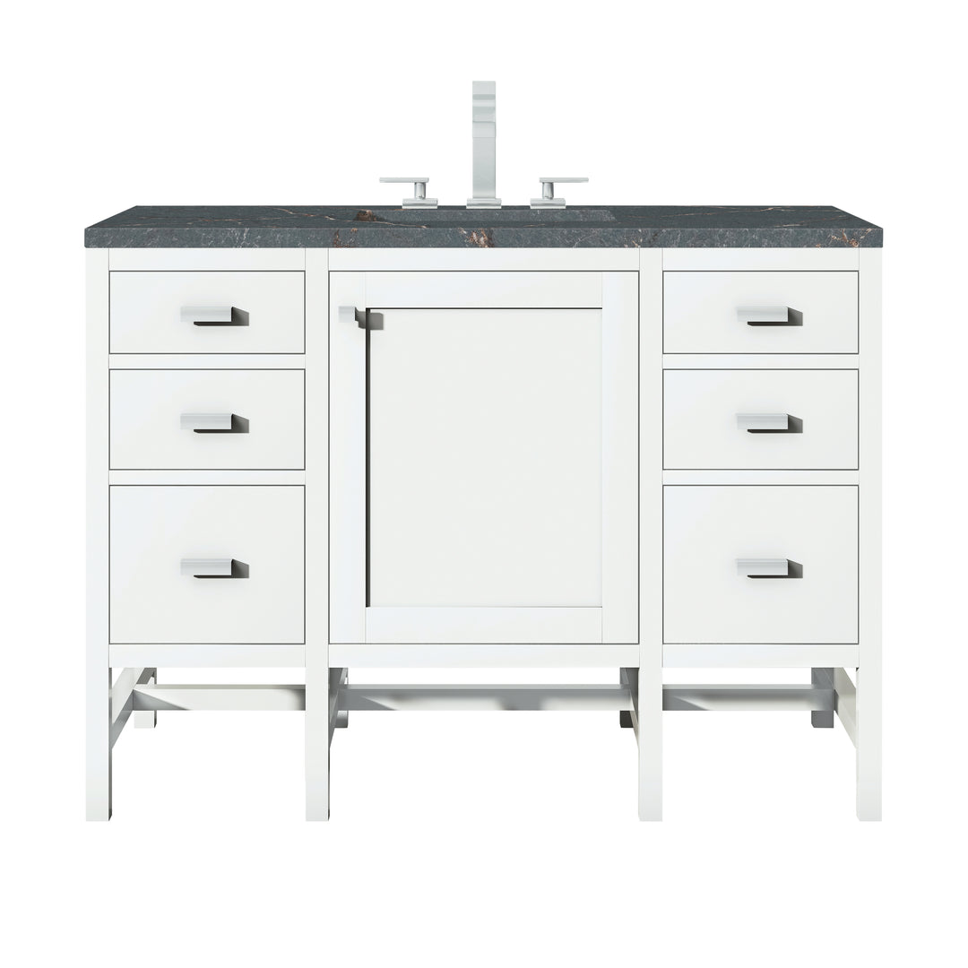 Addison 48" Single Vanity, Glossy White w/ 3 CM Parisien Bleu Silestone Top