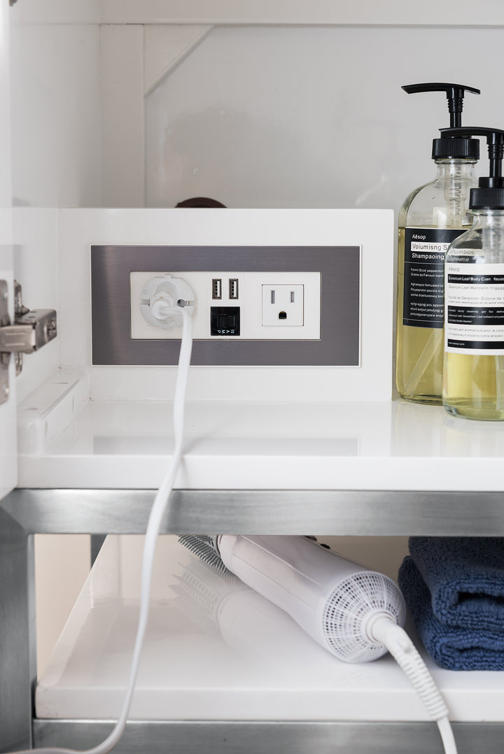 Columbia 48" Single Vanity, Glossy White, Brushed Nickel w/ Glossy White Composite Stone Top