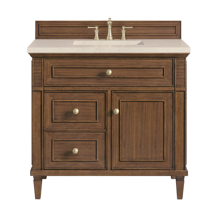 Lorelai 36" Single Vanity, Mid-Century Walnut w/ 3 CM Eternal Marfil Silestone Top