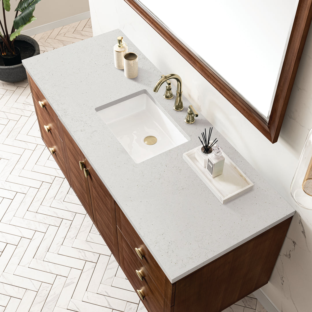 Amberly 60" Single Vanity, Mid-Century Walnut w/ 3 CM Lime Delight Top