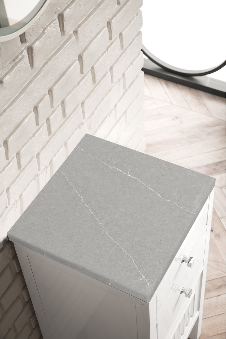 Athens 15" Base Cabinet w/ Drawers and Right Door, Glossy White w/ 3 CM Eternal Serena Top