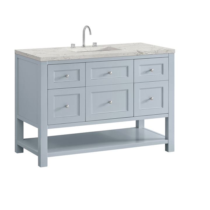 Breckenridge 48" Single Vanity, Serenity Blue, w/ 3 CM Victorian Silver Quartz Top