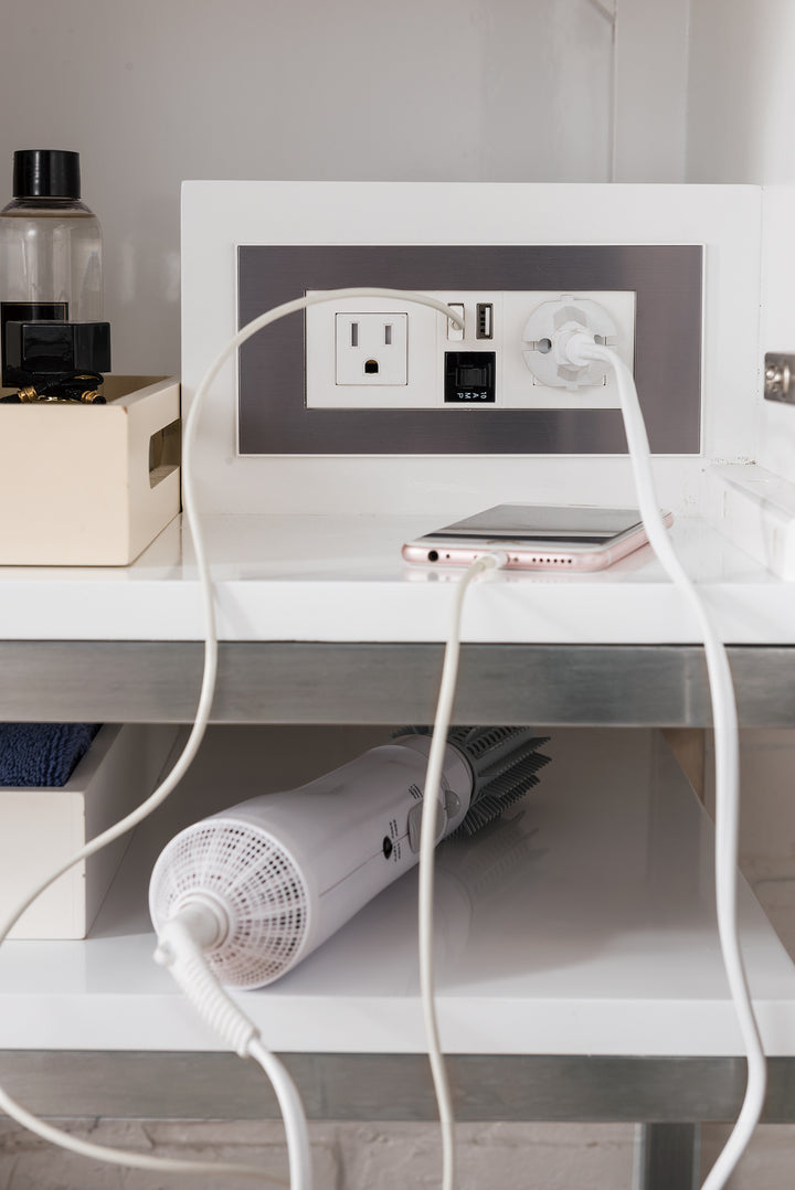 Columbia 59" Double Vanity, Glossy White, Brushed Nickel  w/ Glossy White Composite Stone Top