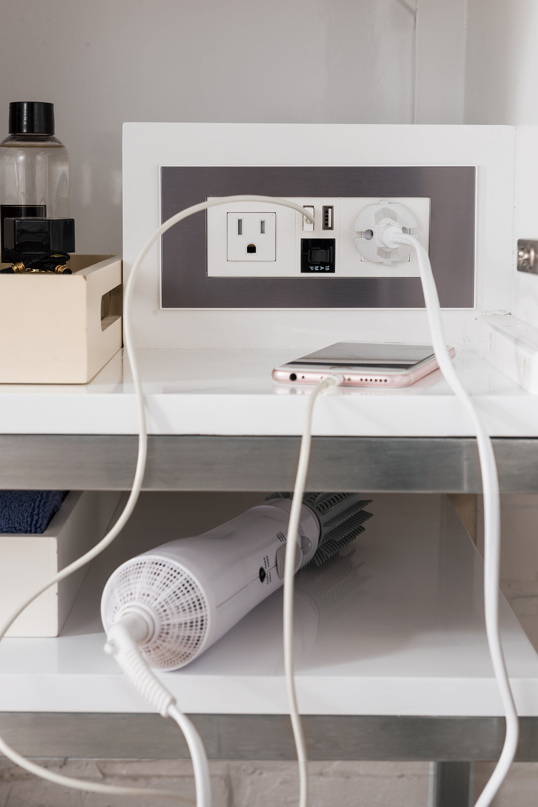 Columbia 59" Double Vanity, Glossy White w/ Dusk Grey Glossy Composite Stone Top