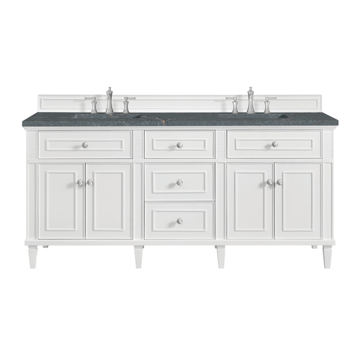 Lorelai 72" Double Vanity, Bright White w/ 3 CM Parisien Bleu Silestone Top