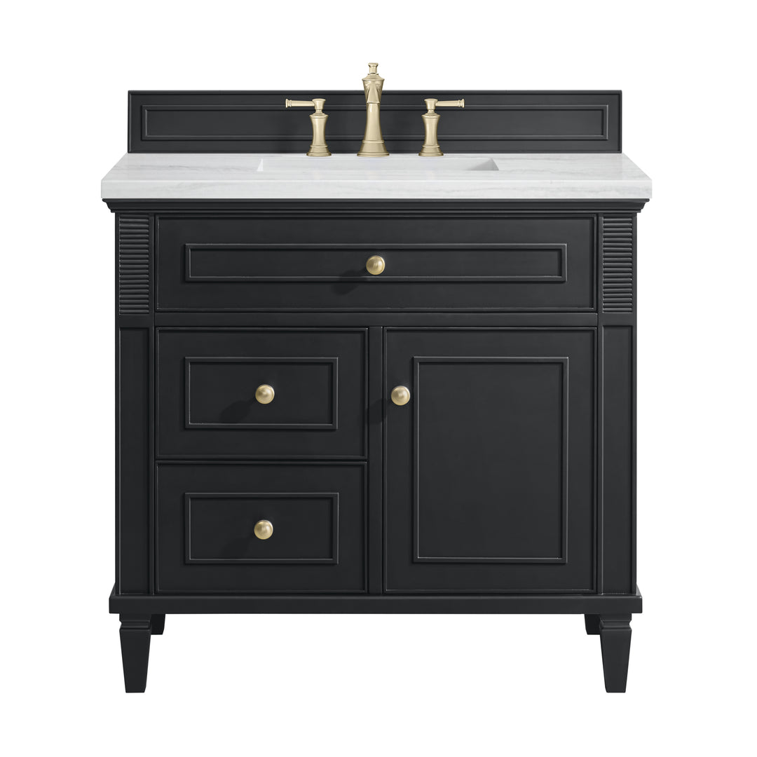 Lorelai 36" Single Vanity, Black Onyx w/ 3 CM Arctic Fall Solid Surface Top