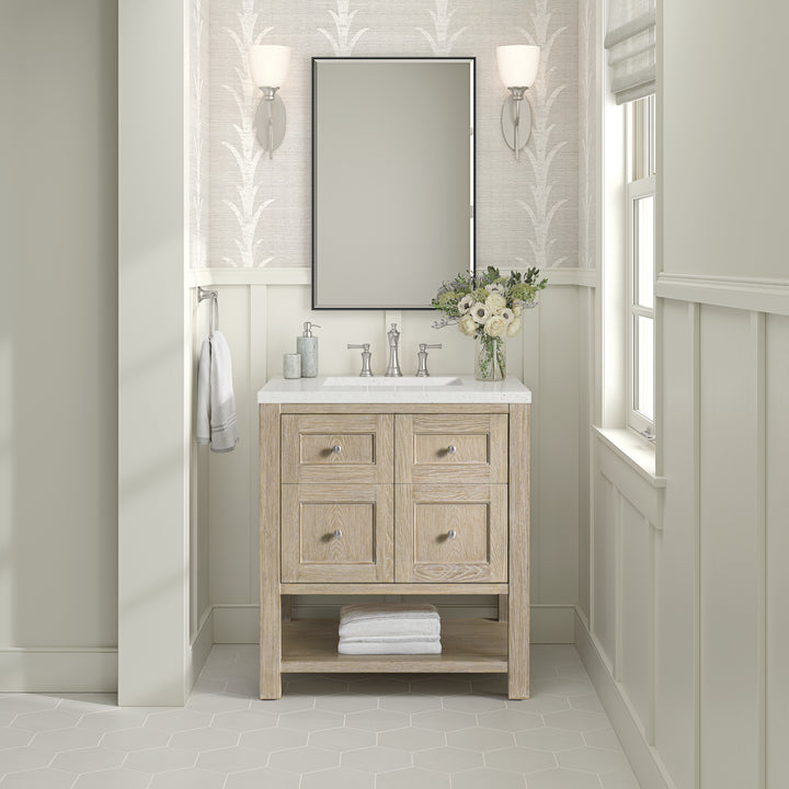 Breckenridge 30" Single Vanity, Whitewashed Oak w/ 3 CM Lime Delight Silestone Top