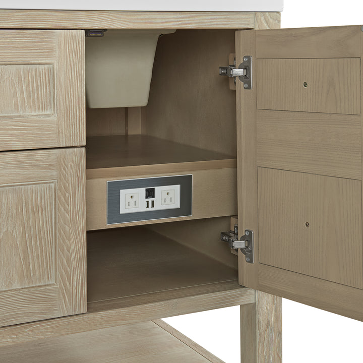 Breckenridge 60" Double Vanity, Whitewashed Oak w/ 3 CM Parisien Bleu Top