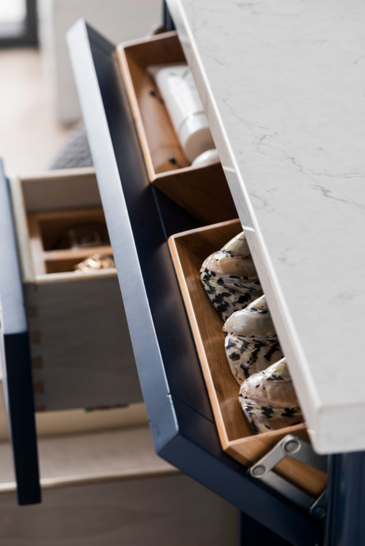 Brittany 30" Single Vanity, Victory Blue w/ 3 CM Eternal Jasmine Pearl Silestone Top