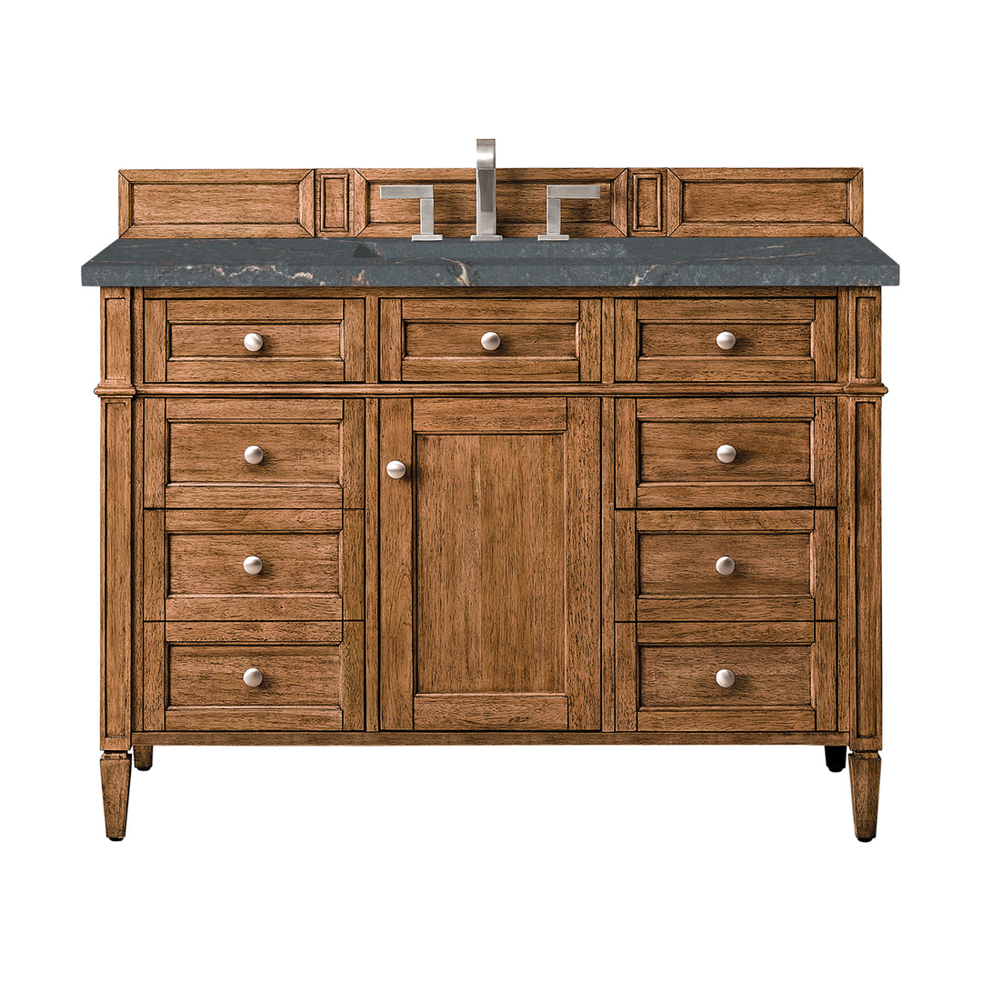 Brittany 48" Single Vanity, Saddle Brown w/ 3 CM Parisien Bleu Silestone Top w/FreePower Wireless Charger
