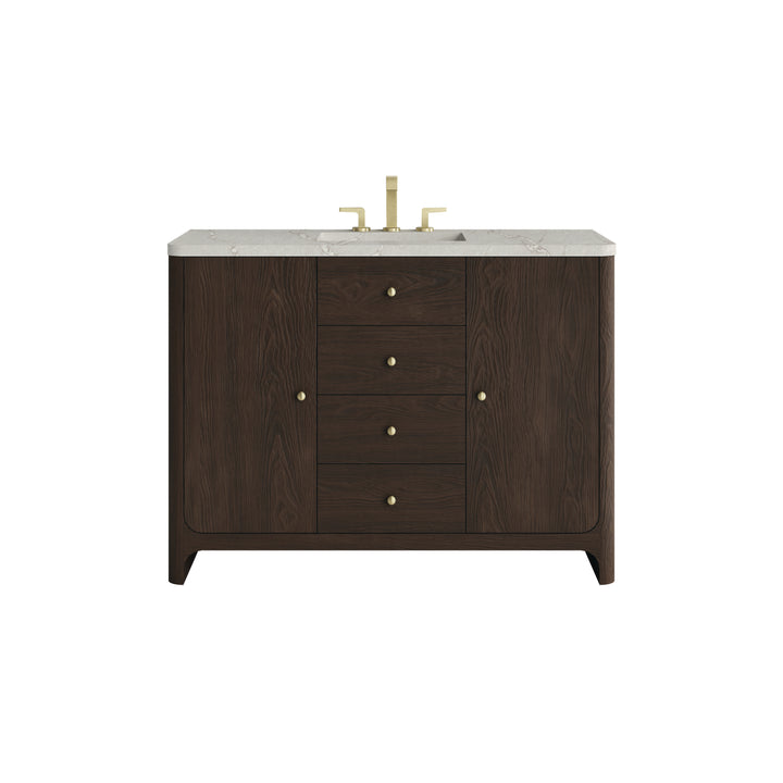 Gracyn 48" Single Vanity, Sable, w/ 3 CM Victorian Silver Quartz Widespread Top