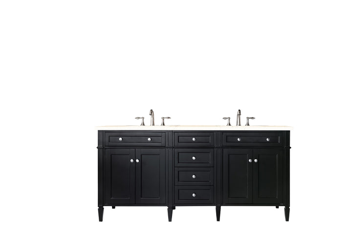 Brittany 72" Double Vanity, Black Onyx w/ 3 CM Eternal Marfil Silestone Top