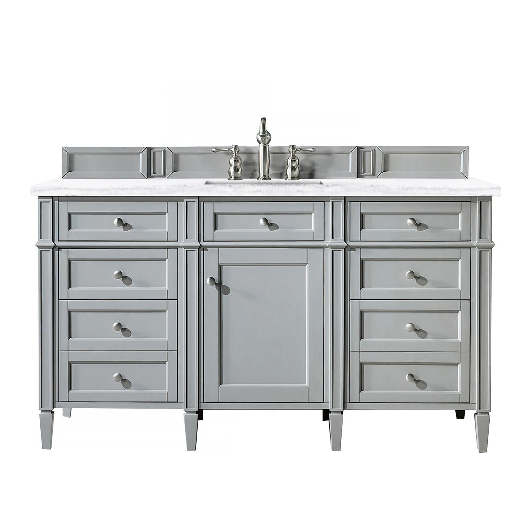 Brittany 60" Single Vanity, Urban Gray w/ 3 CM Arctic Fall Solid Surface Top