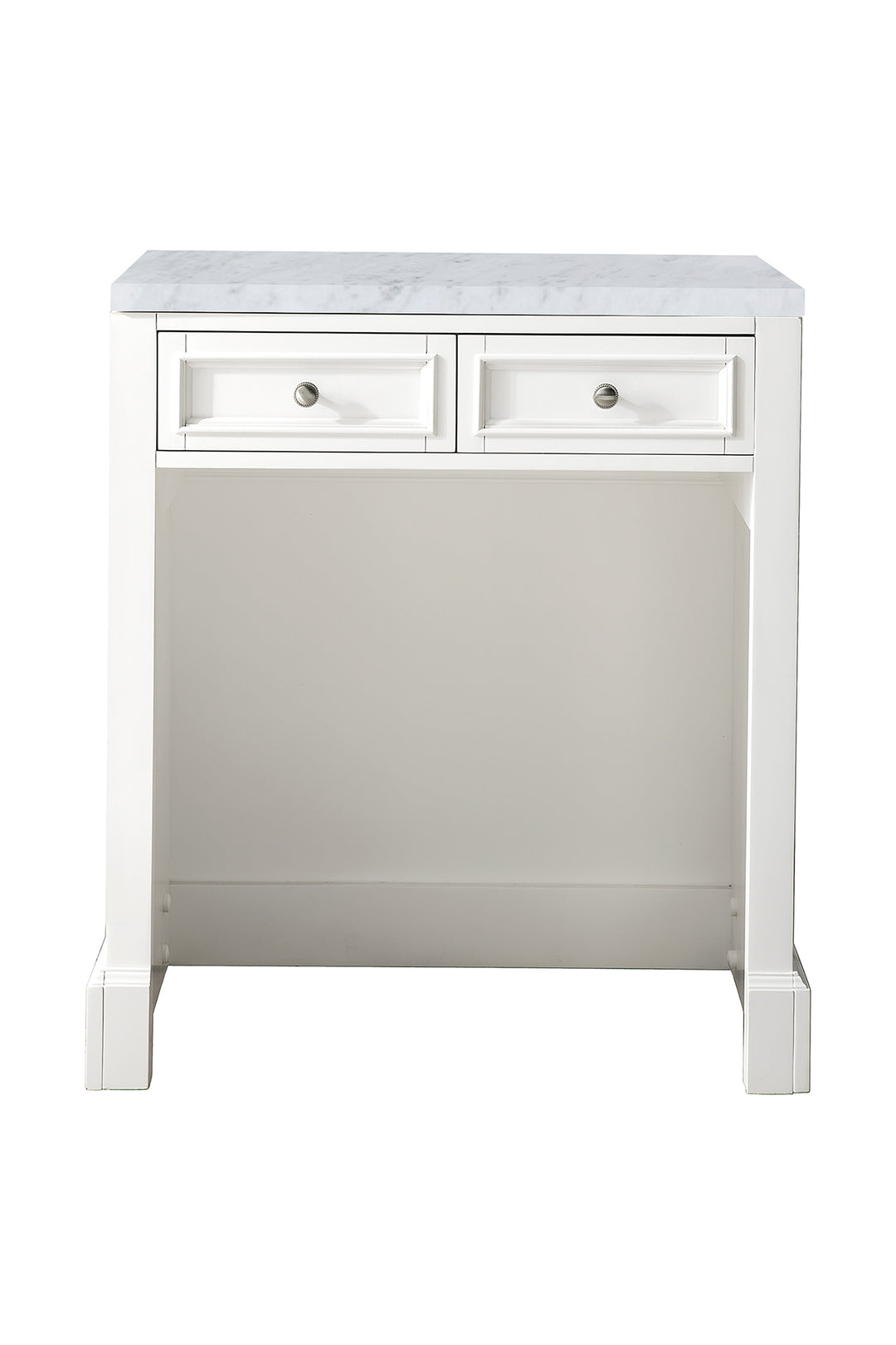 De Soto 30" Countertop Unit, Bright White w/ 3 CM Carrara Marble Top