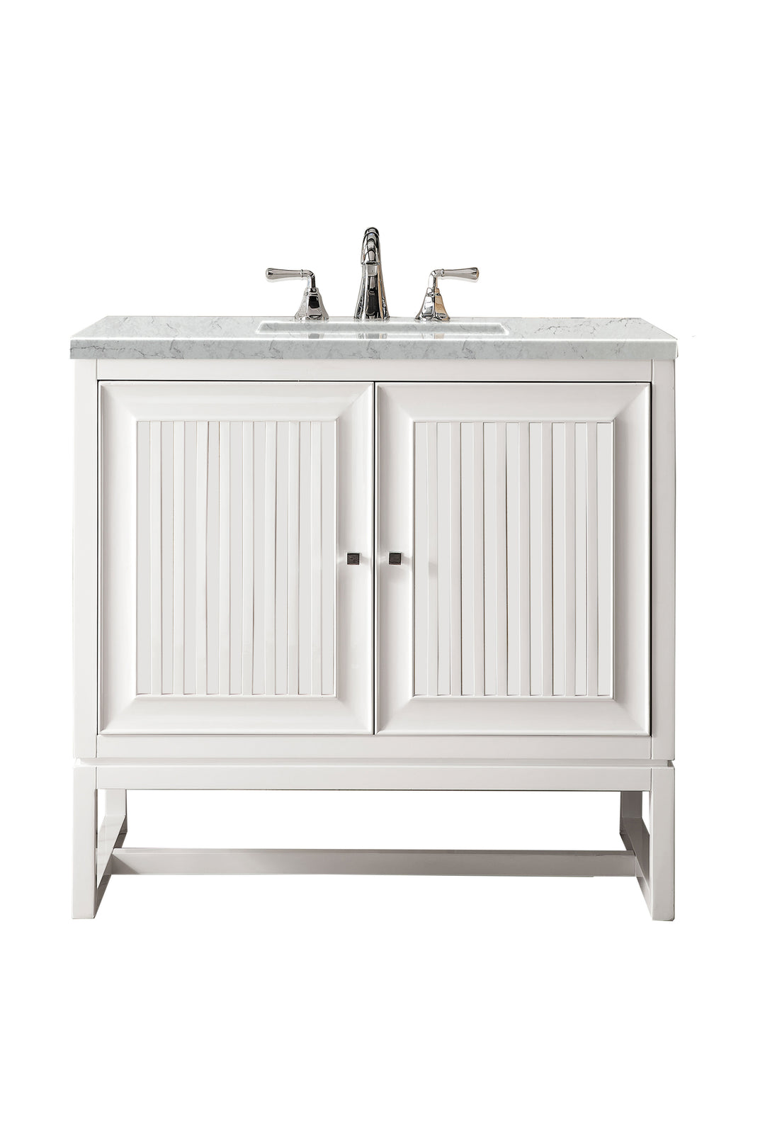 Athens 36" Single Vanity, Glossy White w/ 3 CM Eternal Jasmine Pearl Silestone Top