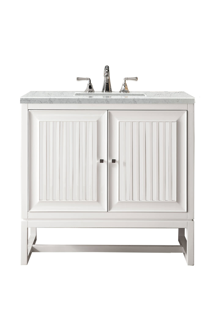 Athens 36" Single Vanity, Glossy White w/ 3 CM Eternal Jasmine Pearl Silestone Top