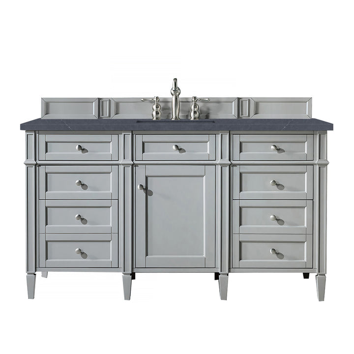 Brittany 60" Single Vanity, Urban Gray w/ 3 CM Charcoal Soapstone Silestone Top